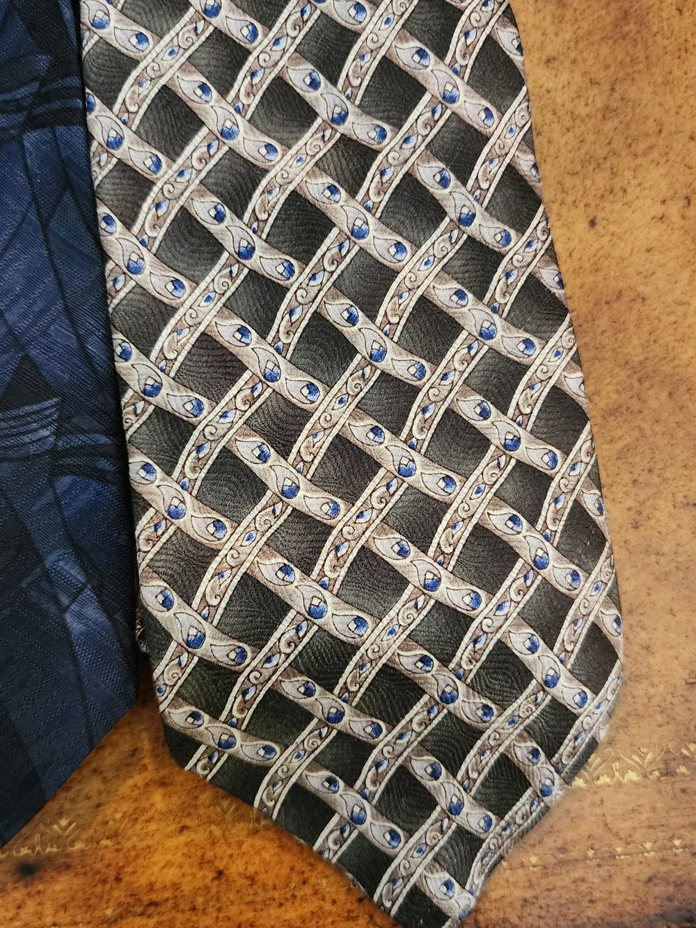 3pc HONORS 100% Silk Men’s Tie Lot Made in USA Navy Geometric Neckties